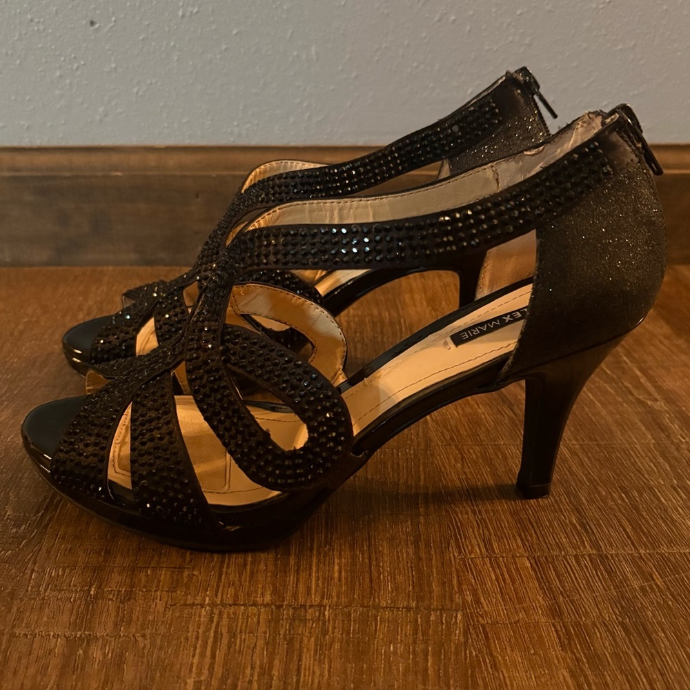 Alex Marie Black Strappy Heels Size 8